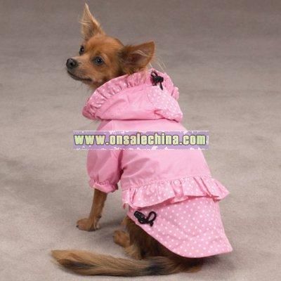 East Side Collection Polka Dots and Ruffles Medium Pink Raincoat