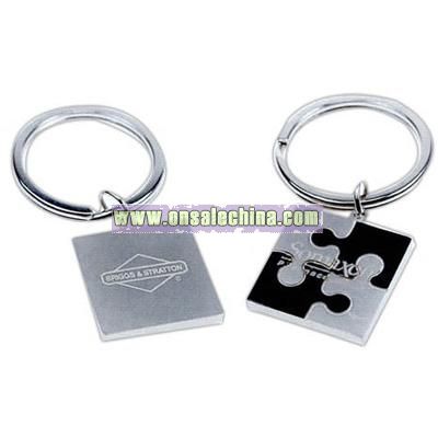 Two tone nickel puzzle key chain