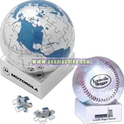 Magnetic polished chrome 72 piece puzzle globe