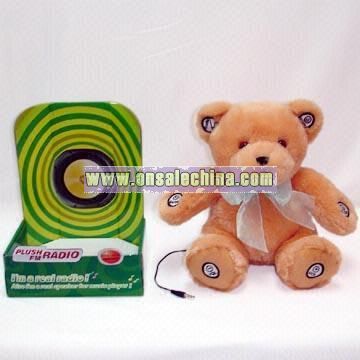 Plush Bear FM Radio with Speakers for Musical Players