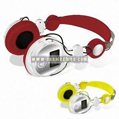 Headphone Radio/MP3 with SD Card Slot and LCM Display White Color Backlight