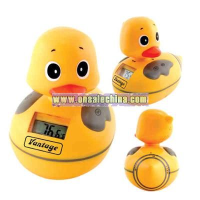 Duckie with built-in AM/FM radio and digital thermometer