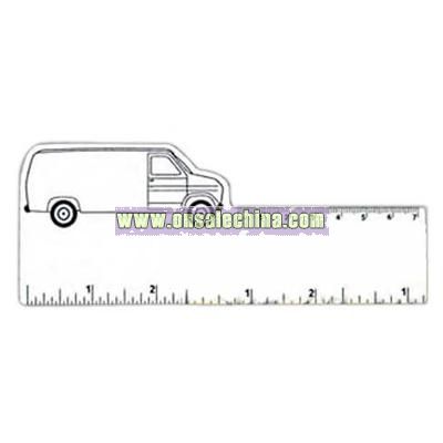 Small van shape white plastic ruler
