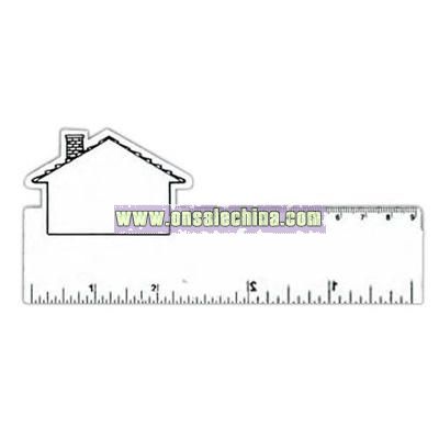 Small house shape white plastic ruler