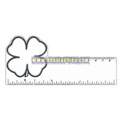 Small clover shape white plastic ruler