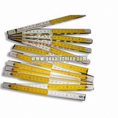2M/10flds Wooden Folding Ruler in White & Yellow