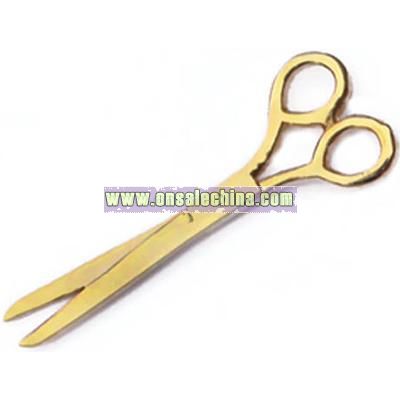 Gold scissors lapel pin