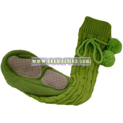 Knitting Sock With Pompom