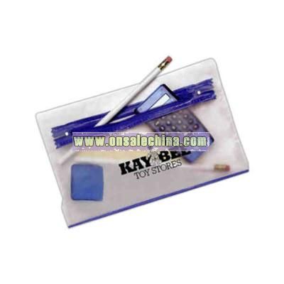 Deluxe zippered case with pencils, pencil sharpener, ruler and calculator