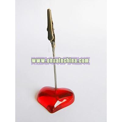 Red Heart Shape Poly Memo Clip