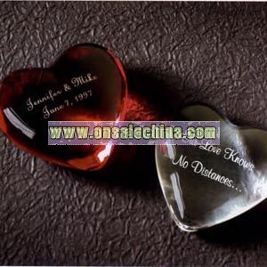Heart shaped crystal paperweights