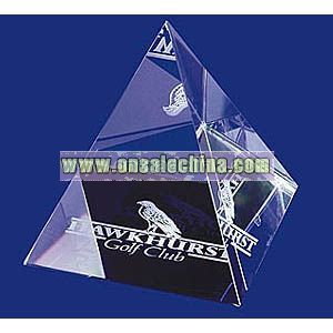 PYRAMID LEAD CRYSTAL PAPERWEIGHTS