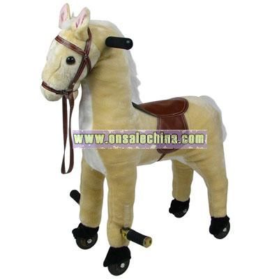 Plush Walking Horse with Wheel and Foot Rest