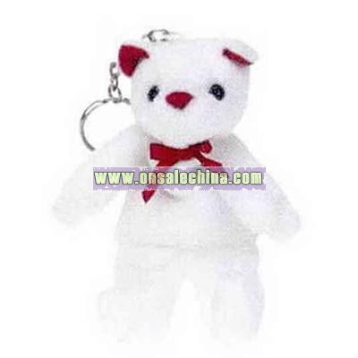 White Bear with red trim with Keychain