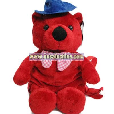 Stuffed backpack red bear