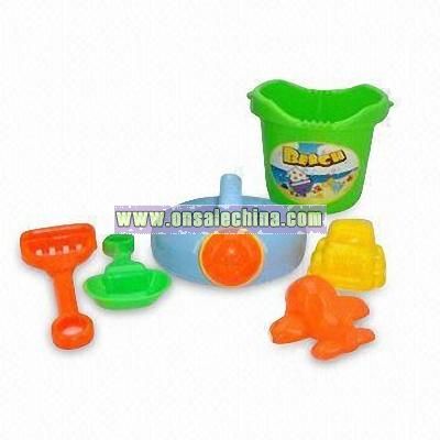 Beach Toy Set with One Bucket and Four Accessories