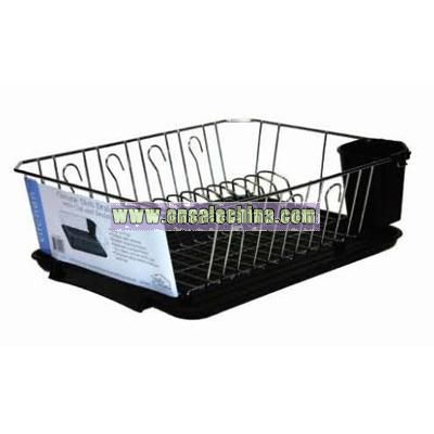 Black Chrome Kitchen Dish Rack with Cup and Tray