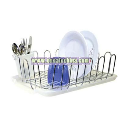 Chrome Dish Rack with Cup and Tray