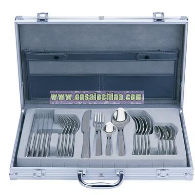 24pcs Stainless Steel Cutlery Set with Alu Case