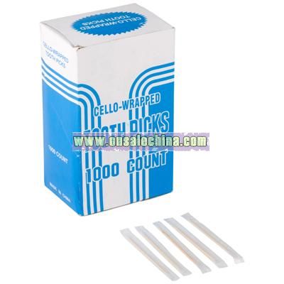 Cello wrapped plain toothpicks 12 packs of 1000
