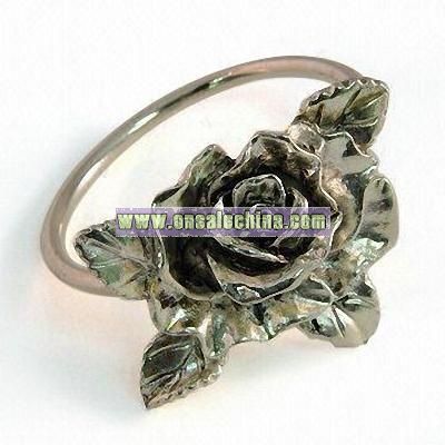 Rose Napkin Ring with Antisilver Plating