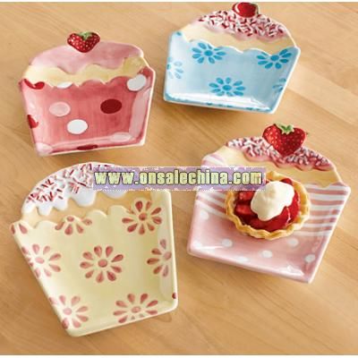 Cupcake Dessert Plates, Set of 4