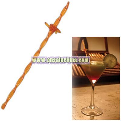 Brandy colored plastic barbed wire shape cocktail stirrer