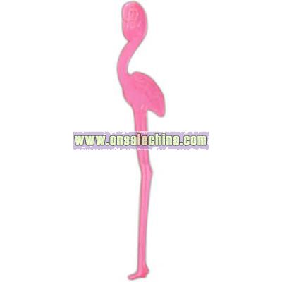 Translucent pink plastic flamingo shape cocktail stirrer