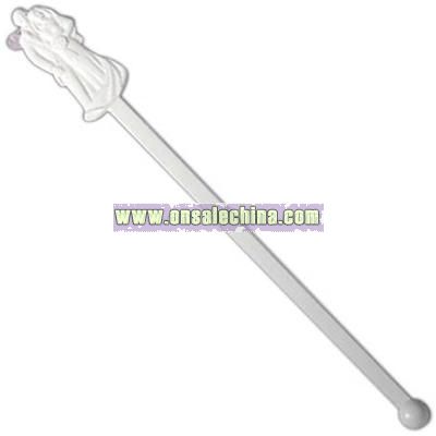 White cocktail stirrer with bride and groom design top