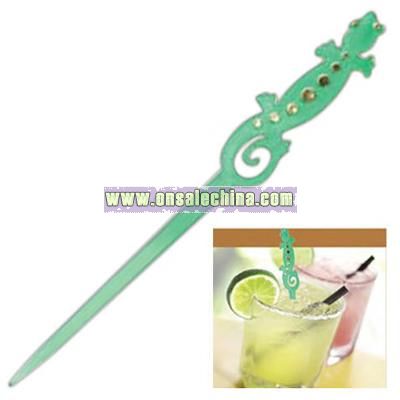 Translucent emerald green cocktail pick
