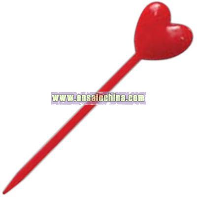 Red plastic cocktail pick