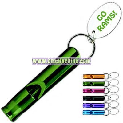 Promotional Metal 12 Mm Round Whistle With Key Tag