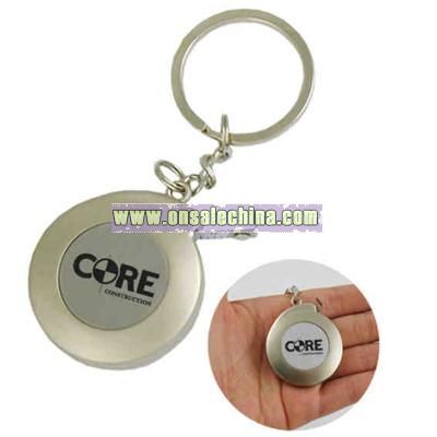 Metal key tag with tape measure