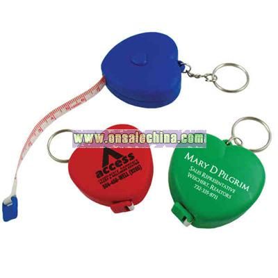 Plastic mini heart shape tape measure key chain