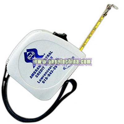 Standard tape measure with  sliding lock button,metal belt clip and wrist strap