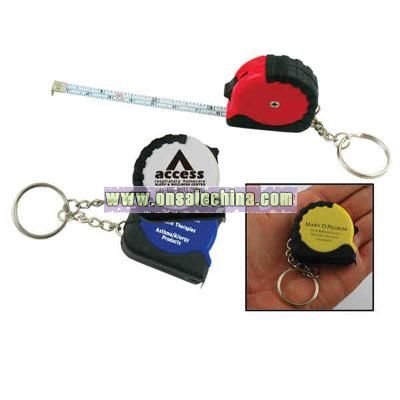 Tire tread tape measure with keychain