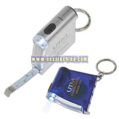 Mini tape measure / flashlight and key ring