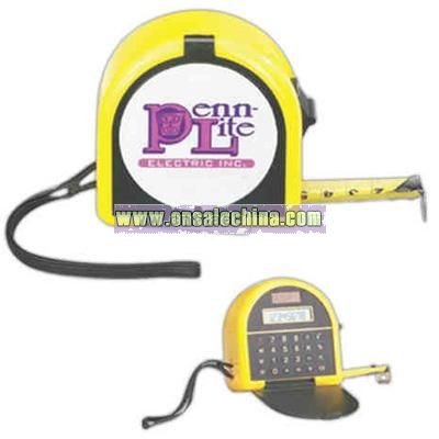 Handy 25'/7.5m measuring tape with solar calculator and memo space