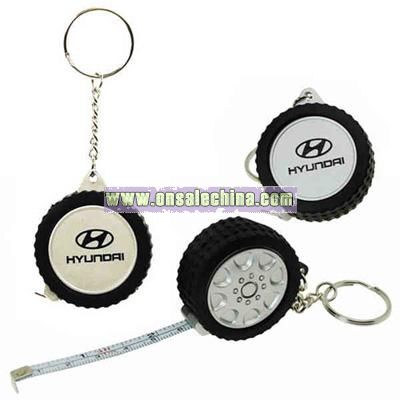 Tire shape tape measure with split ring