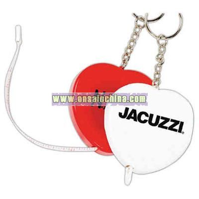 Heart tape measure with release button and key tag