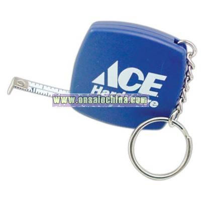 Square tape measure with key chain