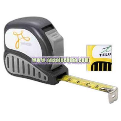 Economy tape measure with rubber grip, power lock and belt clip.