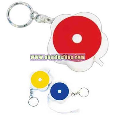 Retractable tape measure with split key ring attached