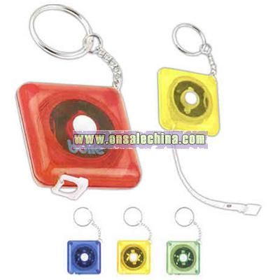 Push button retract translucent tape measure key holder with 39
