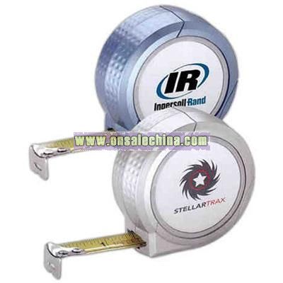 10' retractable metal tape measure with gray rotating disk