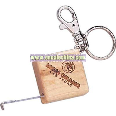 Wooden tape measure with key ring