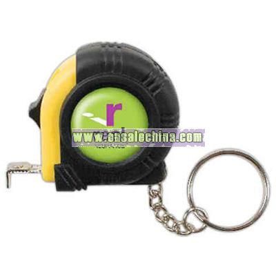 Mini tape key ring with blade locking mechanism