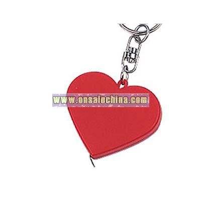 Heart shaped steel tape measure with key chain