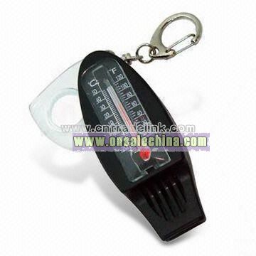 Compass with Thermometer & Whistle Keychain