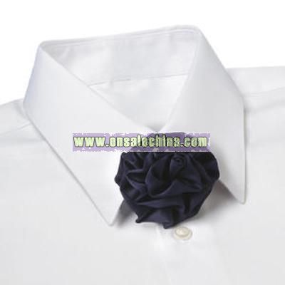 Blank polyester satin rosette tie with adjustable band.